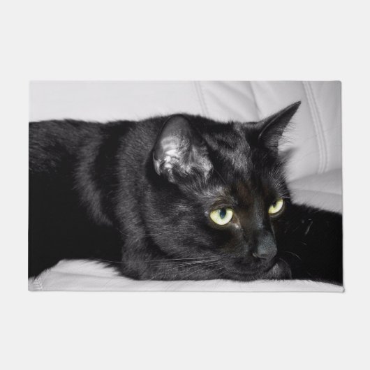 Zwarte kat portret deurmat (Voorkant)