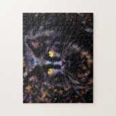 Zwarte kat portret kat kunst puzzel (Verticaal)