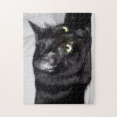 Zwarte kat portret legpuzzel (Verticaal)