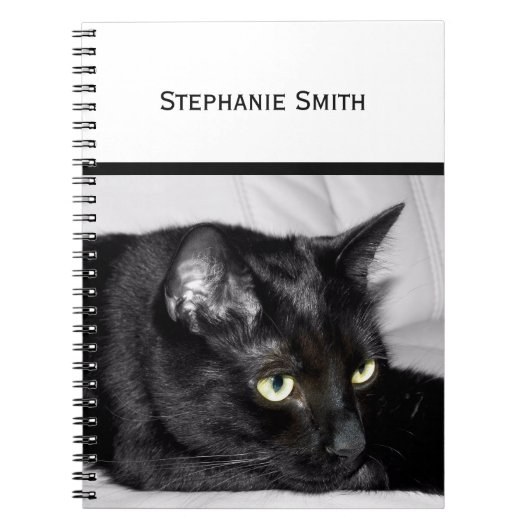 Zwarte kat portret notitieboek (Voorkant)