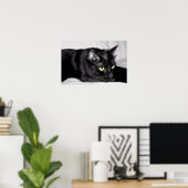 Zwarte kat portret poster (Thuiskantoor)