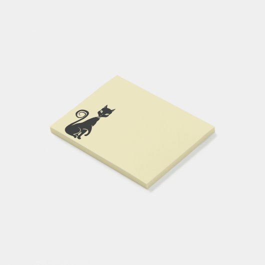 Zwarte kat poseren elegante katachtige illustratie post-it® notes (Schuin)