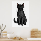 Zwarte kat poster (Keuken)