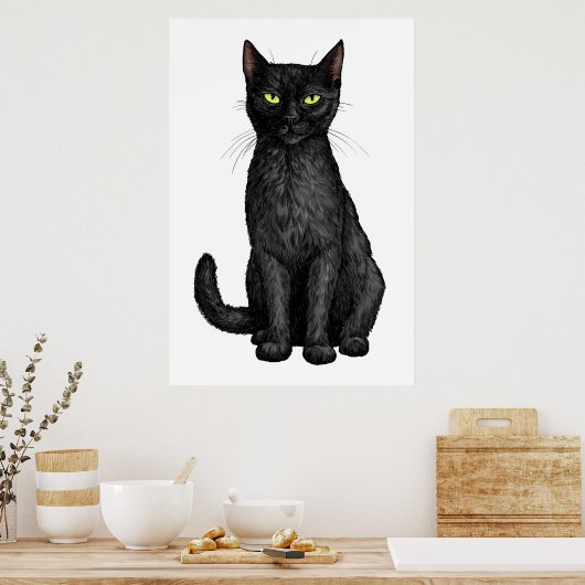 Zwarte kat poster (Keuken)