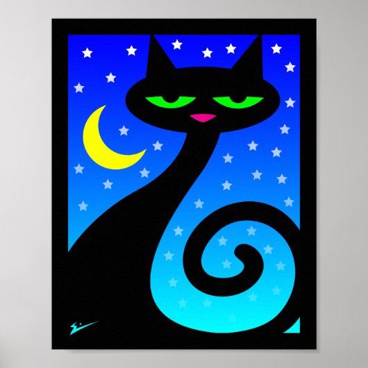 Zwarte kat poster (Voorkant)