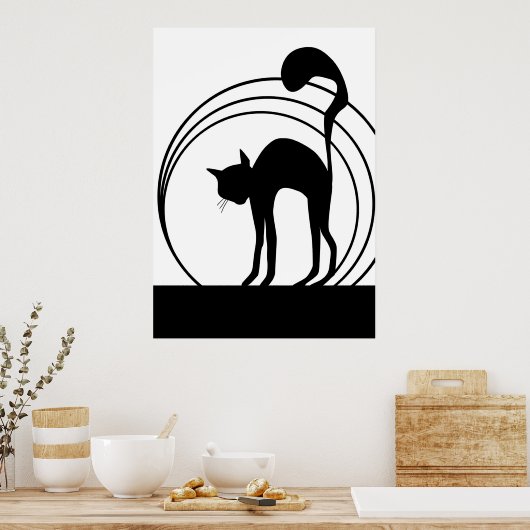 Zwarte kat poster (Keuken)