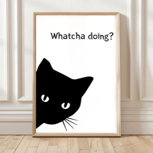 Zwarte Kat Poster, Grappige Posters, Grappige Muur Poster