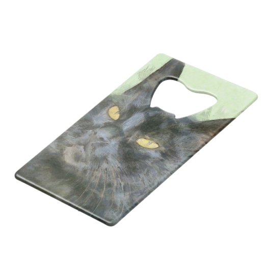 Zwarte-kat-potlood Creditkaart Flessenopener (Achterkant Gekanteld)