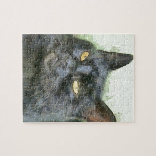 Zwarte-kat-potlood Legpuzzel (Horizontaal)