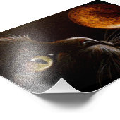 ZWARTE KAT-PROFIEL ORANJE MOON HALLOEEN NACHT FOTO AFDRUK (Hoek)