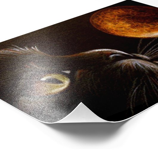 ZWARTE KAT-PROFIEL ORANJE MOON HALLOEEN NACHT FOTO AFDRUK (Hoek)