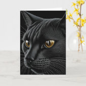 Zwarte Kat Pun Verjaardag Kaart (Gele Bloem)
