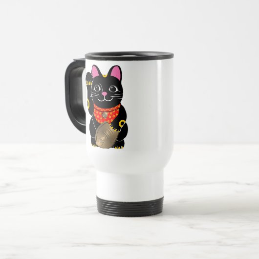 Zwarte kat reisbeker (Voorkant links)