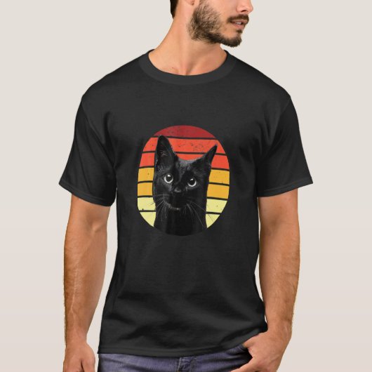 zwarte kat retro-stijlpagina's met ruitveltjes - t-shirt (Voorkant)