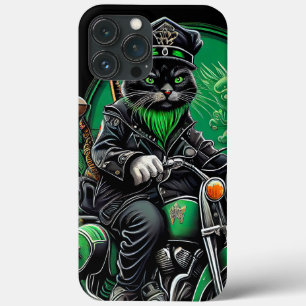 Zwarte kat rijdt op fiets St. Patrick's Day Case-Mate iPhone Case