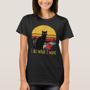 zwarte kat rode beker ik doe wat ik wil kat t-shirt