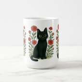 Zwarte Kat & Rode Bloemen Mok (Center)