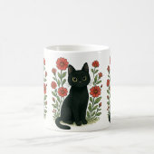 Zwarte Kat & Rode Bloemen Mok (Center)