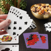 Zwarte Kat Rode Rozen Paars Pokerkaarten (Insitu)