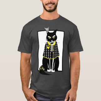 Zwarte kat roken Magic Wizard Meow Katten T-shirt