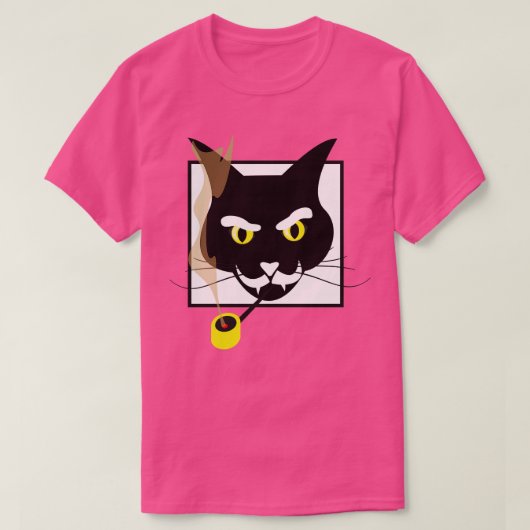 Zwarte kat roken Magic Wizard T-shirt (Design voorkant)