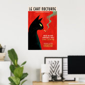 Zwarte Kat Rokt Poster - Retro Franse Tentoonstell (Thuiskantoor)