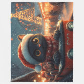 Zwarte Kat Roller Coaster Kerstman Fleece Deken (Voorkant)