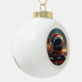 Zwarte Kat Roller Coaster Kerstmis Keramische Bal Ornament (Links)