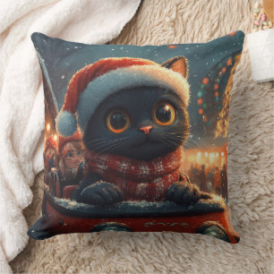 Zwarte Kat Roller Coaster Kerstmis Kussen