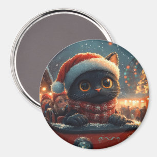 Zwarte Kat Roller Coaster Kerstmis Magneet