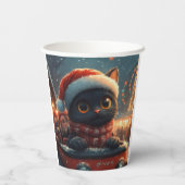Zwarte Kat Roller Coaster Kerstmis Papieren Bekers (Achterkant)