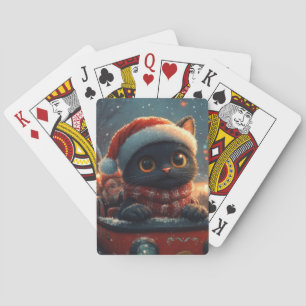 Zwarte Kat Roller Coaster Kerstmis Pokerkaarten