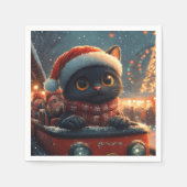 Zwarte Kat Roller Coaster Kerstmis Servet (Voorkant)