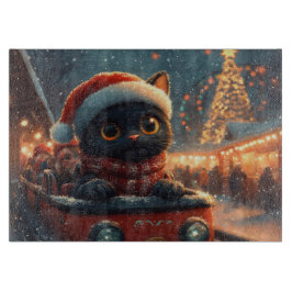 Zwarte Kat Roller Coaster Kerstmis Snijplank