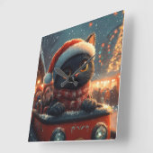Zwarte Kat Roller Coaster Kerstmis Vierkante Klok (Hoek)