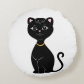 Zwarte kat rond kussen (Achterkant)