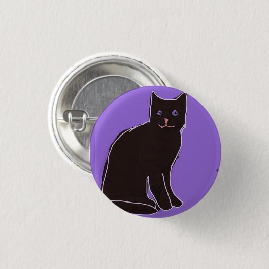 Zwarte kat ronde button 3,2 cm (Voorkant /achterkant)