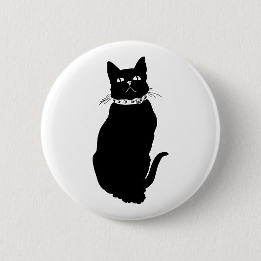  zwarte kat ronde button 5,7 cm (Voorkant)