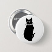  zwarte kat ronde button 5,7 cm (Voorkant /achterkant)