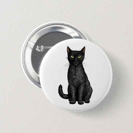 Zwarte kat ronde button 5,7 cm (Voorkant /achterkant)