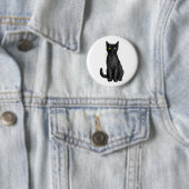 Zwarte kat ronde button 5,7 cm (In situ)
