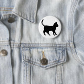 Zwarte kat ronde button 5,7 cm (In situ)