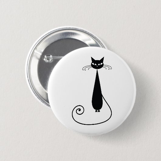 Zwarte kat ronde button 5,7 cm (Voorkant /achterkant)