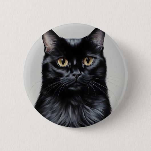 Zwarte kat ronde button 5,7 cm (Voorkant)