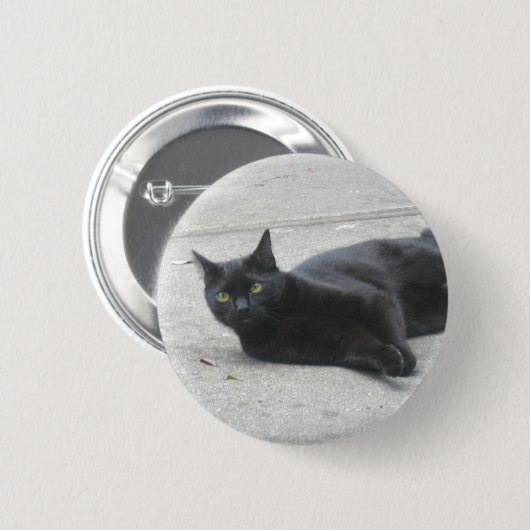 Zwarte kat ronde button 5,7 cm (Voorkant /achterkant)