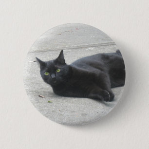 Zwarte kat ronde button 5,7 cm