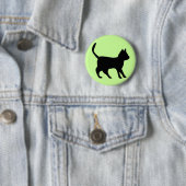 Zwarte kat ronde button 5,7 cm (In situ)