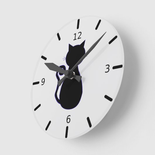 Zwarte kat ronde klok (Hoek)