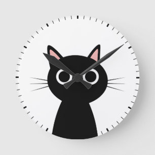 zwarte kat ronde klok