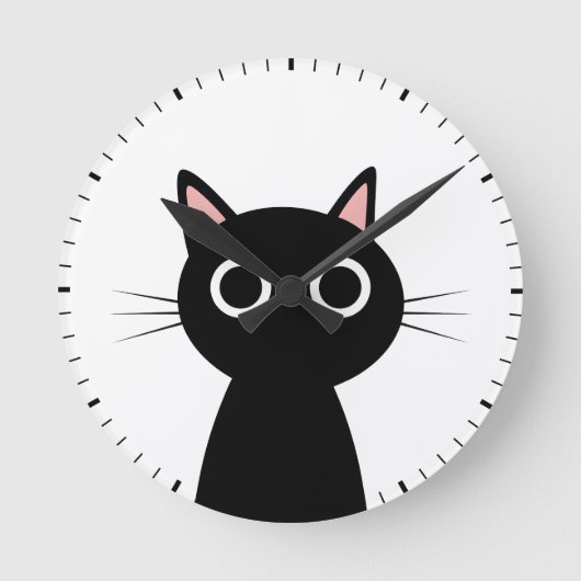 zwarte kat ronde klok (Voorkant)